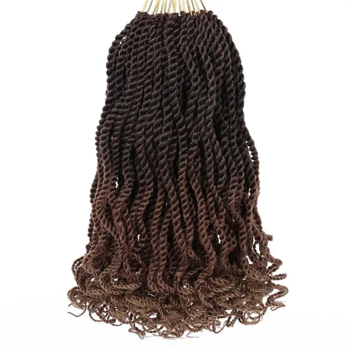 Miniatura 29 de Leeven Cabello de Ganchillo Rizado Senegalés de 12 Pulgadas, 8 Paquetes Trenzas de Ganchillo Cortas Ombre Marrón, Trenzas Havana Pequeñas #T30
