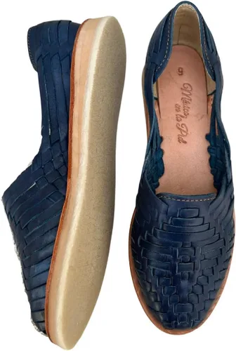 Miniatura 8 de Mexico en la Piel Sandalias Huarache de cuero. Zapatos planos cómodos para mujer.