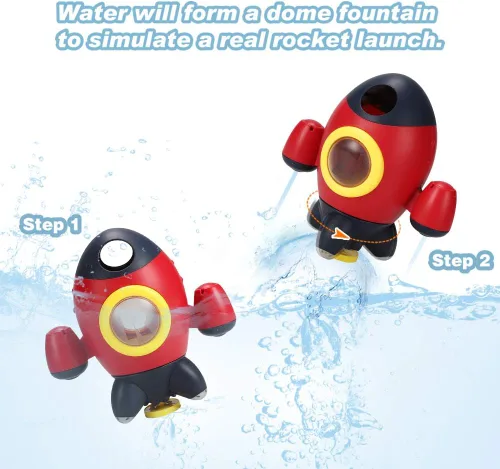 Miniatura 4 de Elovien Juguetes de Baño, Juguetes de Baño con Cohete Espacial para Niños Pequeños de 1 a 3 Años, Juguetes de Baño para Bebés que Rocían Agua