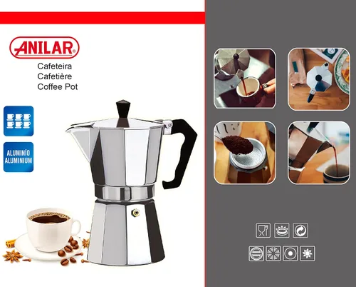 Miniatura 2 de Cafetera de aluminio para estufa de café expreso - 6 tazas
