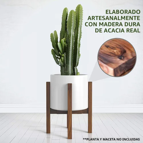 Miniatura 2 de Soporte de plantas moderno de mediados de siglo - Se adapta a macetas grandes de 12 y 13 pulgadas (NO incluidas) - Soporte de madera hecho a mano
