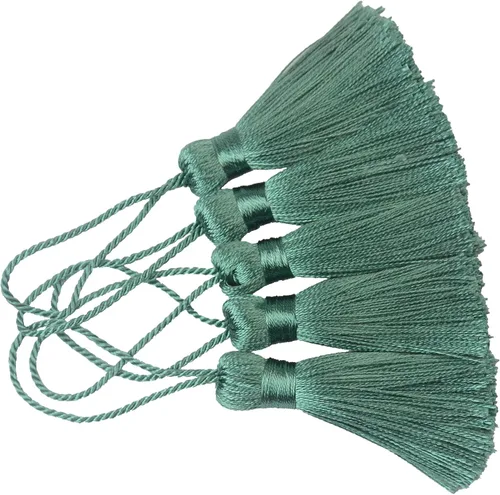 Miniatura 18 de Makhry 20 mini borlas de hilo sedoso hechas a mano de 4.3 pulgadas con lazo de cordón de 2 pulgadas y pequeño nudo chino para aretes, recuerdo