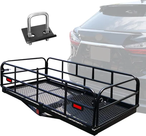 Miniatura 9 de KAIRAY Portaequipajes plegable de enganche trasero de 500 libras de alta resistencia, portaequipajes de 60"x24"x14.4" para equipaje, encaja