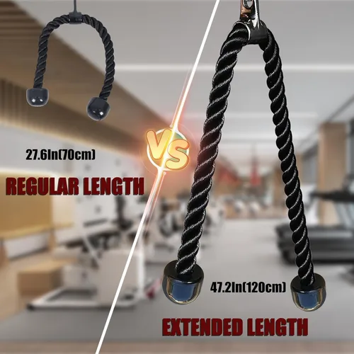 Miniatura 4 de Cuerda larga de tríceps, accesorio de cuerda desplegable de 47, 55, 63 pulgadas de largo, accesorio de cable de cuerda de tríceps, cuerda de tríceps