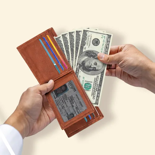 Miniatura 80 de Carteras RFID delgadas para hombres - Cartera de bolsillo frontal de piel genuina