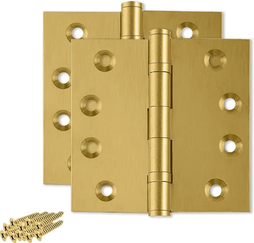 Miniatura 26 de Bisagra negra resistente para puerta, rodamiento de bolas negro mate, 4 x 4 pulgadas, resistente, juego de 2 bisagras de puerta de latón macizo