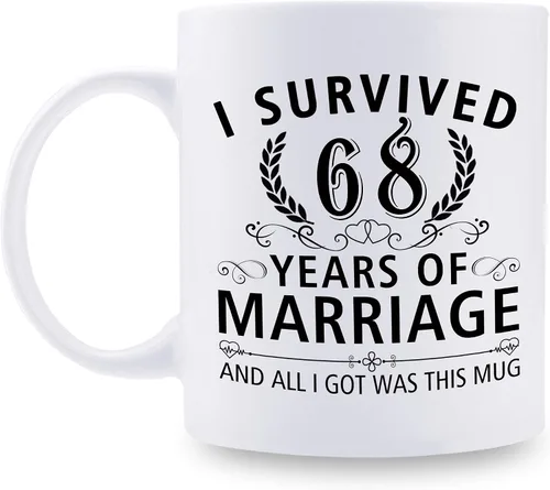 Miniatura 51 de Taza de café de 11 onzas con texto en inglés "I Survived 50 Years of Marriage and All I Got Was This Cup" para el 50 aniversario de boda y para él