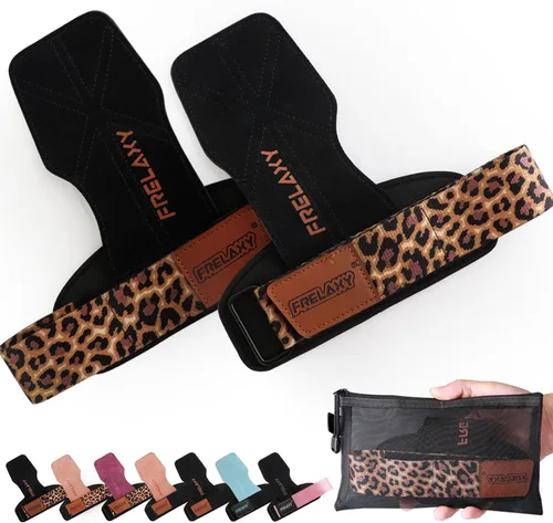Miniatura 11 de Frelaxy Correas de muñeca de levantamiento de pesas para mujeres y hombres, agarres de levantamiento de pesas con bucle de muñeca, cuero de doble
