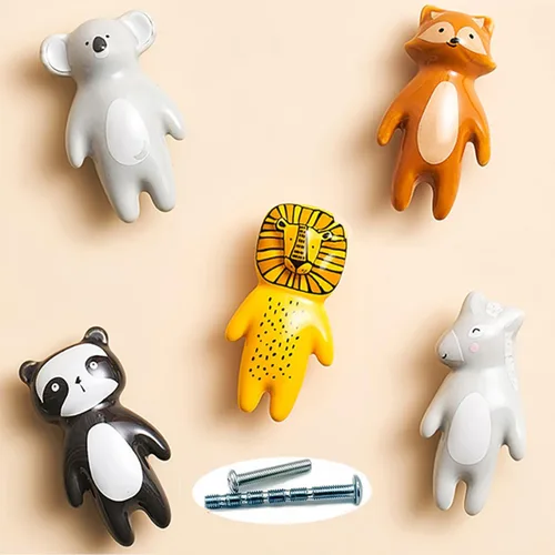 5 pomos de cerámica con diseño de animales para niños, puerta de habitación de los niños, armario de habitación de los niños, tiradores de armario
