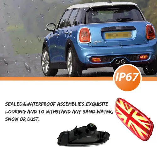 Miniatura 5 de ADIIL Euro Union Jack LED luces traseras antiniebla para 06-15 Mini Cooper R56 R57 R58 R59 S JCW 2X, 2 unids reemplazar OEM faros antiniebla