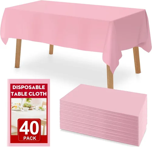 Miniatura 10 de RowinsyDD Paquete de 30 manteles de plástico negro desechables, 54 x 108 pulgadas, manteles de plástico para mesas rectangulares, mantel desechable
