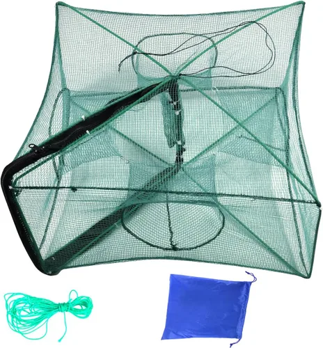Miniatura 10 de Drasry Red de Pesca Negra con Carnada Plegable, Red de Pesca para Pececillos, Cangrejos, Langostinos y Camarones, Jaula de Red con 4 y 6 Agujeros