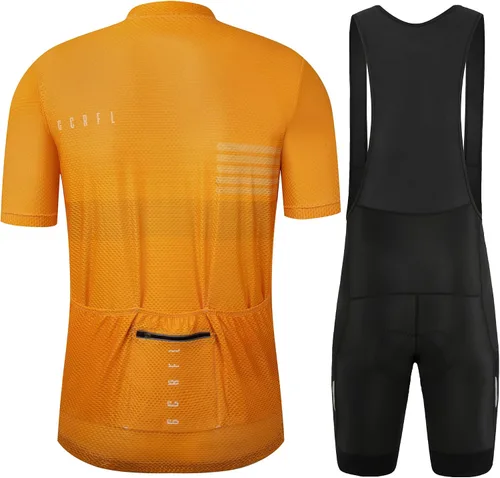 Miniatura 9 de GCRFL Conjunto de camiseta de ciclismo para hombre, camiseta ligera para ciclismo de carretera, pantalones cortos con bolsillos acolchados