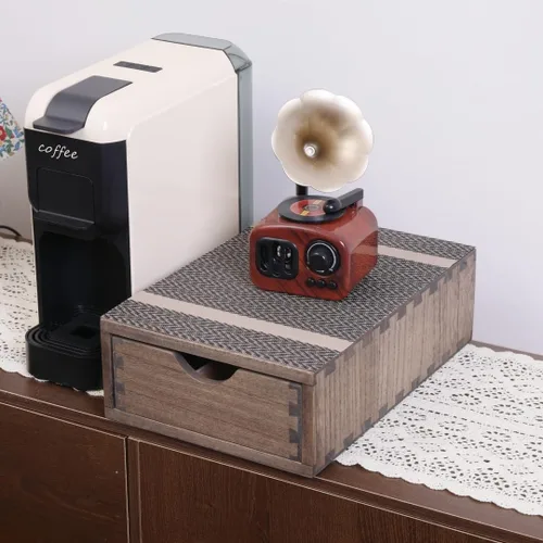 Miniatura 3 de DDYURI Soportes para cápsulas de café de 1 capa y 1 cajón, marrón oscuro (CF1D1C-DK)