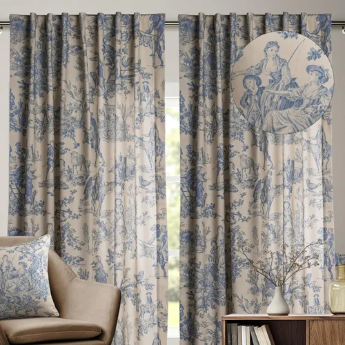 Maison d' Hermine - Cortinas de 100% algodón, dos paneles, con filtro de luz, para sala de estar, dormitorio, con varilla y bolsillos de presillas,