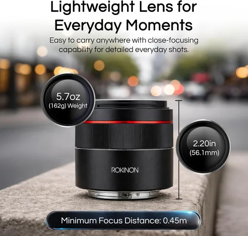 Miniatura 5 de ROKINON Lente compacta de enfoque automático de 1.772 in F1.8 Full Frame para Sony E-Mount