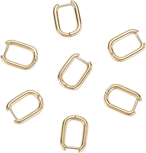 Airssory 5 pares de aretes ovalados de latón chapado en oro de 18 quilates de 0.689 x 0.512 in para mujer, aretes para hacer joyas