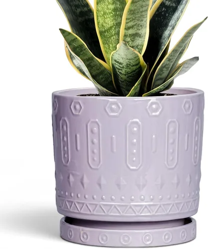 Miniatura 26 de Maceta de Cerámica Eightpot - Maceta de 20 cm para Interior con Agujeros de Drenaje y Platillo, Maceta Redonda para Exterior, Maceta Moderna de Azul