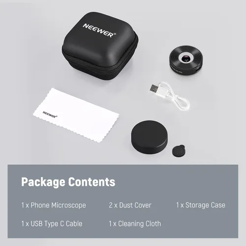 Miniatura 9 de NEEWER Lente gran angular HD de 18mm 100° para placa posterior de lente con rosca de 17mm, aumento de 0.5X Compatible con SmallRig NEEWER iPhone