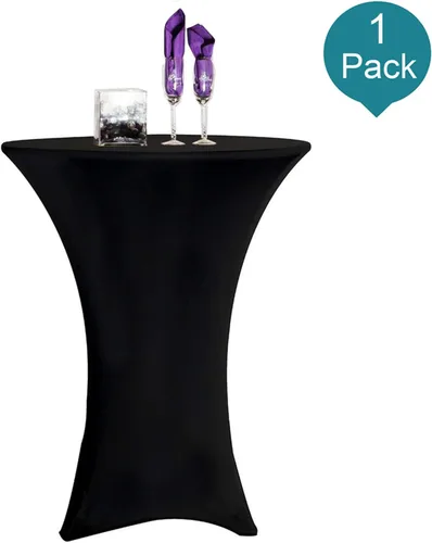 Miniatura 2 de RELIANCER 1 paquete de fundas para mesa de cóctel, mantel de elastano ajustado de 30"x42", mantel redondo elástico para mesas altas, fundas de mesa