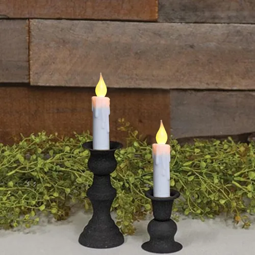 Miniatura 3 de CVHOMEDECO. Velas cónicas parpadeantes LED, velas sin llama con goteo, operadas por batería con temporizador, blancas, 4-3/4 pulgadas, juego de 2