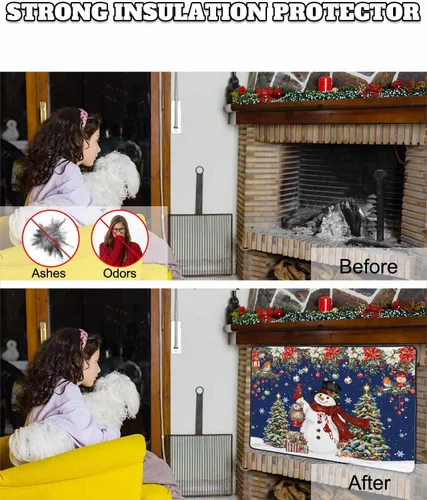 Miniatura 76 de Cubierta magnética azul para chimenea, detiene la pérdida de calor, pantalla de chimenea para interiores, bolas de gnomos de Navidad, árbol de copo