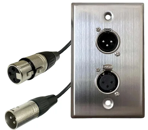 Miniatura 8 de DIYTECH Placa de pared XLR premium, sin soldadura, placa de pared de audio, para instalación de audio profesional (hembra a macho de 2 puertos)