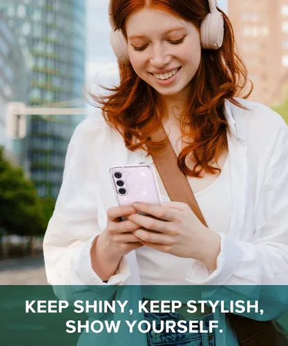 Miniatura 7 de KIOMY Funda transparente con purpurina para Samsung Galaxy S23 5G con protector de lente de cámara Diamond Sparkle y 2 paquetes de protectores