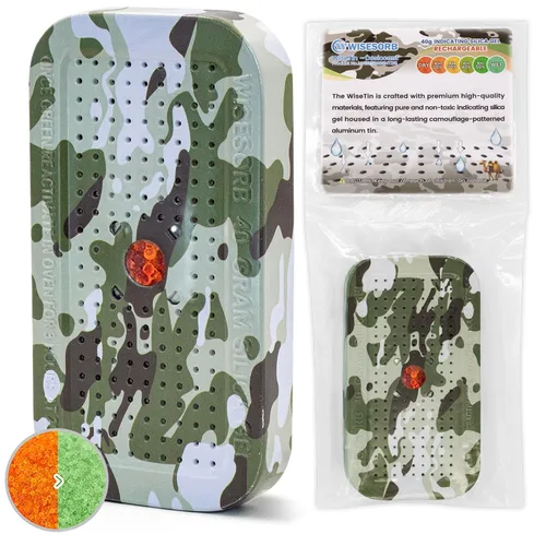 Wisesorb Deshumidificador de camuflaje seguro para pistola de 1.41 onzas, bolsas deshumidificadoras recargables, paquetes de gel de sílice