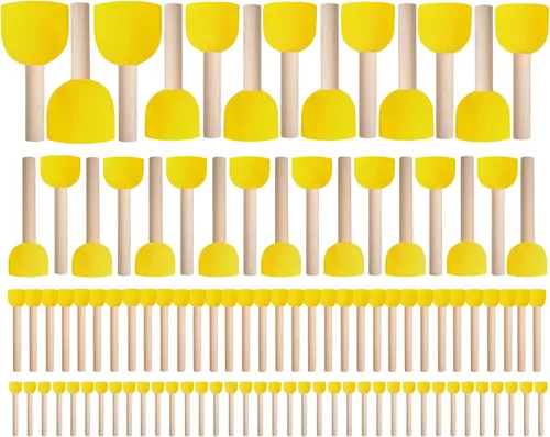 Miniatura 10 de Paquete de 53 pinceles de esponja para pintura, pinceles de pintura lavables, juego de pintura para niños pequeños, rodillo de espuma de aprendizaje