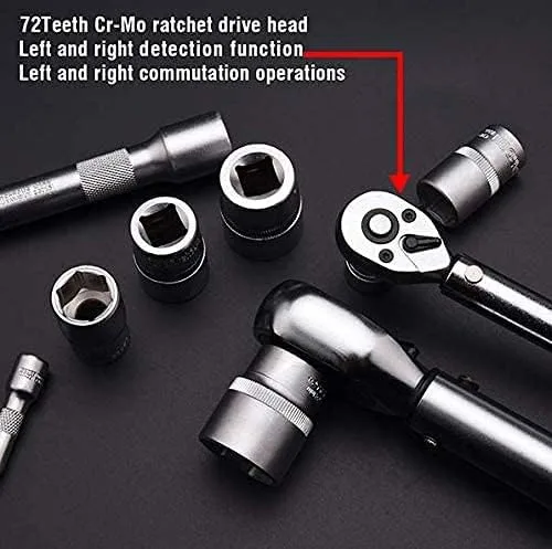 Miniatura 4 de Edward Tools Juego de llaves dinamométricas de 1/2 pulgada, llave dinamométrica de clic de 10-110 Nm, rueda de trinquete de 72 dientes, llave