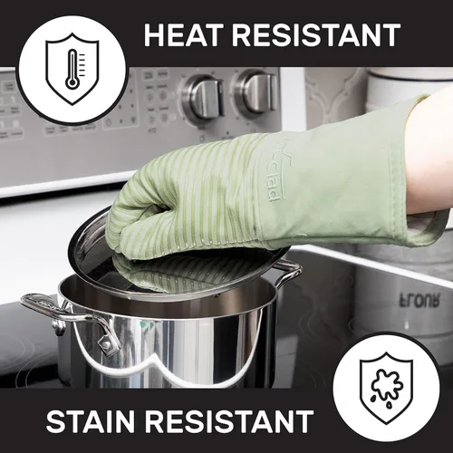 Miniatura 5 de All-Clad Guantes de Horno de Silicona: Resistentes al Calor hasta 500 Grados - 100% Algodón y Silicona, Guante de Horno de 14"x7" para Cocina
