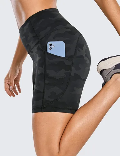Miniatura 12 de CRZ YOGA Women's Brushed Naked Feeling Biker Shorts with Side Pockets 6'' - High Waist Matte Workout Yoga Gym Spandex