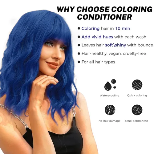 Miniatura 5 de SOVONCARE - Acondicionador depositante de color para el cabello, azul, semipermanente, para cabello teñido, 5.28 oz, acondicionador para teñir