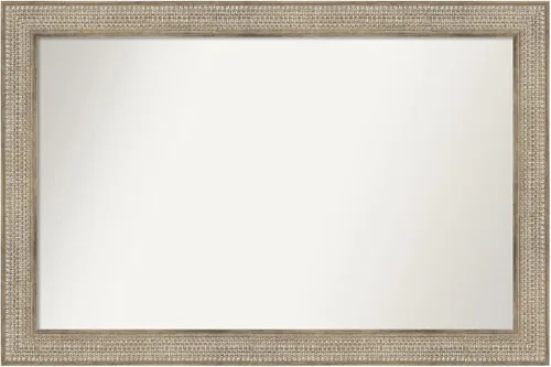 Miniatura 154 de Amanti Art Espejo de baño plateado para sobre fregadero, 26 x 26 pulgadas, espejo cuadrado de níquel pulido, marco de madera tradicional mediano, se