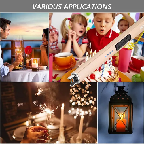 Miniatura 7 de MEIRUBY Encendedor eléctrico de velas, relleno de calcetín de Navidad, regalos para mujeres, mamá, hombres, esposa, hermana, recargable por USB, Oro