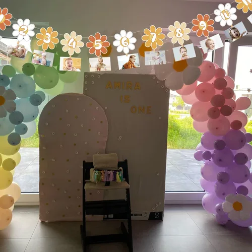 Miniatura 4 de Groovy One - Cartel de fotos de primer cumpleaños, decoración de fiesta bohemia con margaritas Groovy para baby shower, niña y niño, decoración