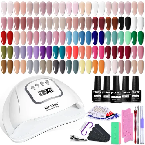 Miniatura 19 de JODSONE Juego de 36 esmaltes de uñas de gel, 32 colores, capa base, capa superior brillante mate y purpurina, juego de esmalte de uñas verde, azul