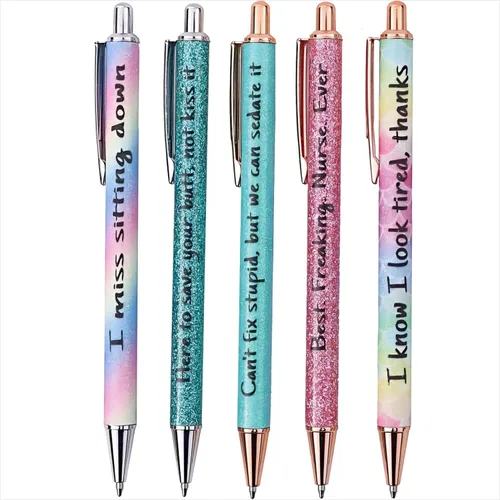 Miniatura 16 de Juego de 5 bolígrafos divertidos para enfermera, bolígrafos divertidos de tinta negra, bolígrafos de enfermería para enfermeras, médicos