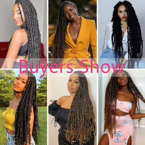 Miniatura 6 de Cabello Passion Twist de 24 pulgadas, 8 paquetes de cabello Passion Twist de ganchillo para mujeres, cabello trenzado Passion Twists largo bohemio