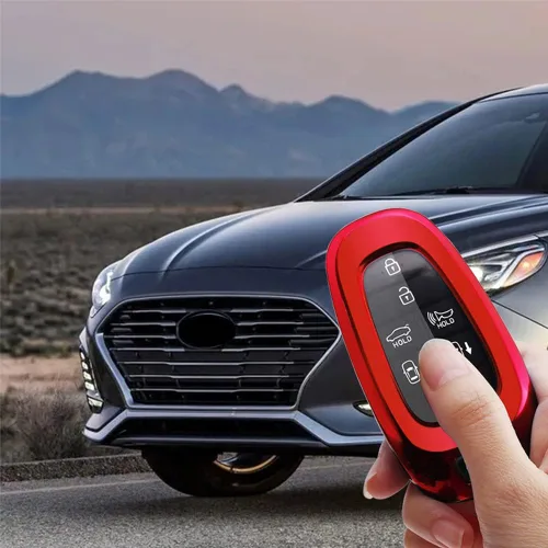 Miniatura 3 de Funda para llavero, compatible con Hyundai Sonata Santa fe Tucson 2020 2021 2022 con llavero de goma suave con llavero, color plateado