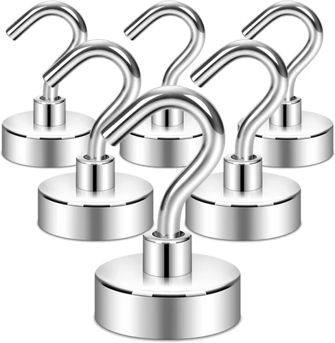 Miniatura 24 de Neosmuk Ganchos magnéticos extrafuertes con resistencia de más de 27 lbs, con imanes de tierras raras resistentes para refrigerador, crucero, Bronce