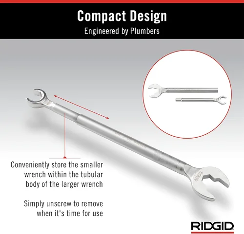 Miniatura 6 de RIDGID 27023 - Modelo 2002 Llave 2 en 1 One Stop para topes de ángulo, topes rectos y acoplamientos de compresión