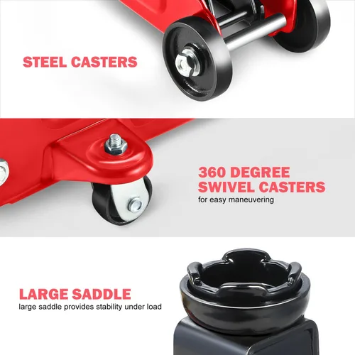 Miniatura 3 de DNA Motoring Gato Hidráulico de Carretilla de Perfil Bajo para Servicio/Piso, Capacidad de 1.5 Toneladas (3000 libras), Rango de Elevación 5.3"-12