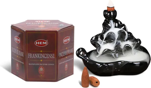 Miniatura 16 de HEM Lotus Backflow - Conos de incienso marrón Aroma de larga duración para positividad y aire puro Hierbas puras, polvo de madera Aromaterapia
