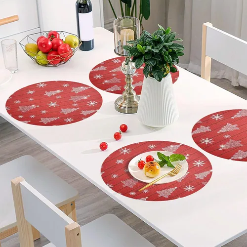 Miniatura 6 de Stylized Planket Christmas Trees Table Placemat, Non Slip Heat Resistant Place Mats for Dinner Table for Kitchen one sizex6
