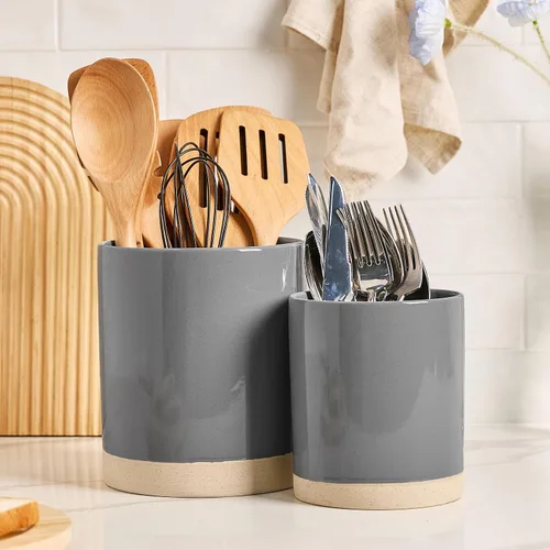 Miniatura 11 de famiware Milkyway - Soporte para utensilios de cocina para encimera, 7.2 + 5.8 pulgadas, utensilios de cocina de cerámica para encimera, organizador