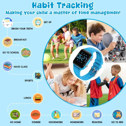 Miniatura 5 de Relojes digitales para niños y niñas, reloj deportivo con rastreador de fitness, podómetro, alarmas, cronómetro, no necesita aplicación, reloj