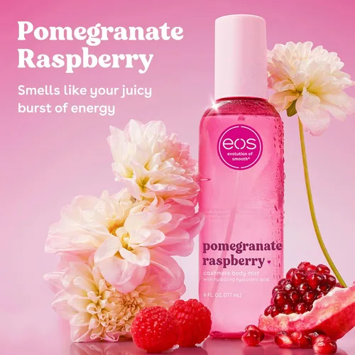 Miniatura 2 de eos Spray corporal de cachemira, granada y frambuesa, spray corporal para mujeres, niebla para el cabello, afrutada, hidratante, ácido hialurónico
