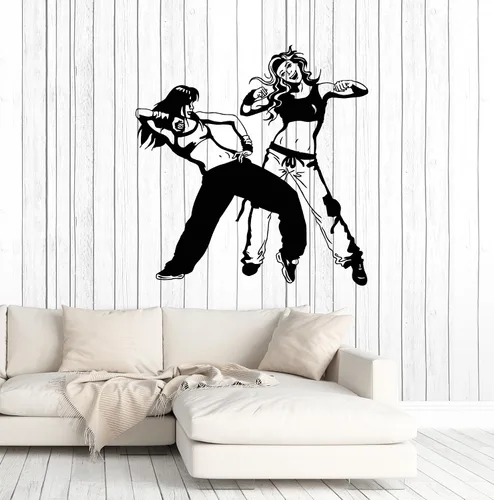 Calcomanía de vinilo para pared sexy pareja bailarines bailarines Hip Hop adolescente decoración grande (ig5057)